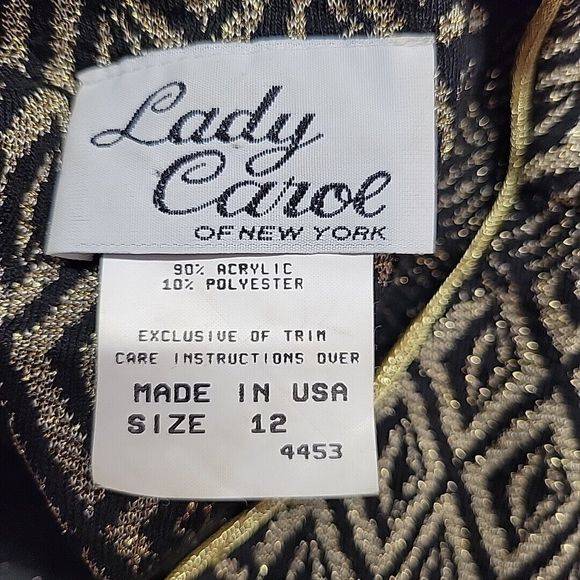 Lady Carol of New York Womens Jacket Size 12 Black Gold Metallic Buttons Lightwe - Picture 6 of 8